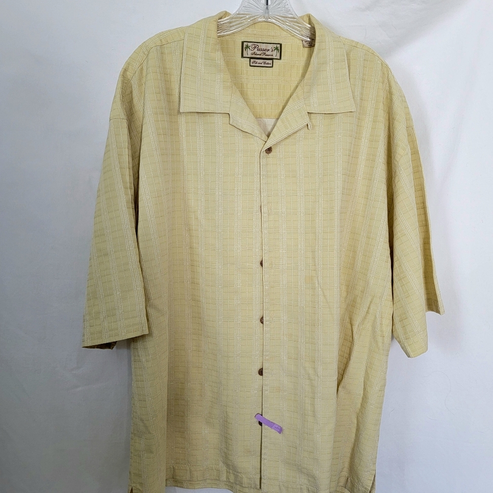 Pusser's Island Reserve Silk & Cotton Yellow Button Shirt XL